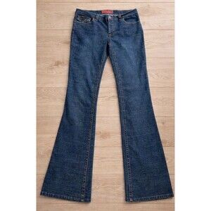 Y2K Flare Jeans Women 11 Bootcut Button Flap Medium Wash 2000s